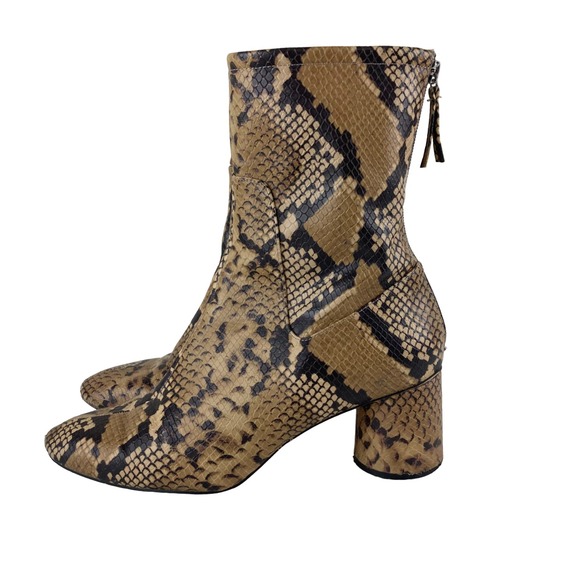 Zara Shoes - Zara Snake Skin Print Womens Sz US Sz 8 Heeled Mid Calf Boot Zip Back Eu 39